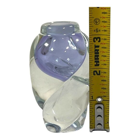 Vandermark Art Glass Handblown Lavender & Clear Bud Vase Paperweight Signed 3.5” - Picture 5 of 5